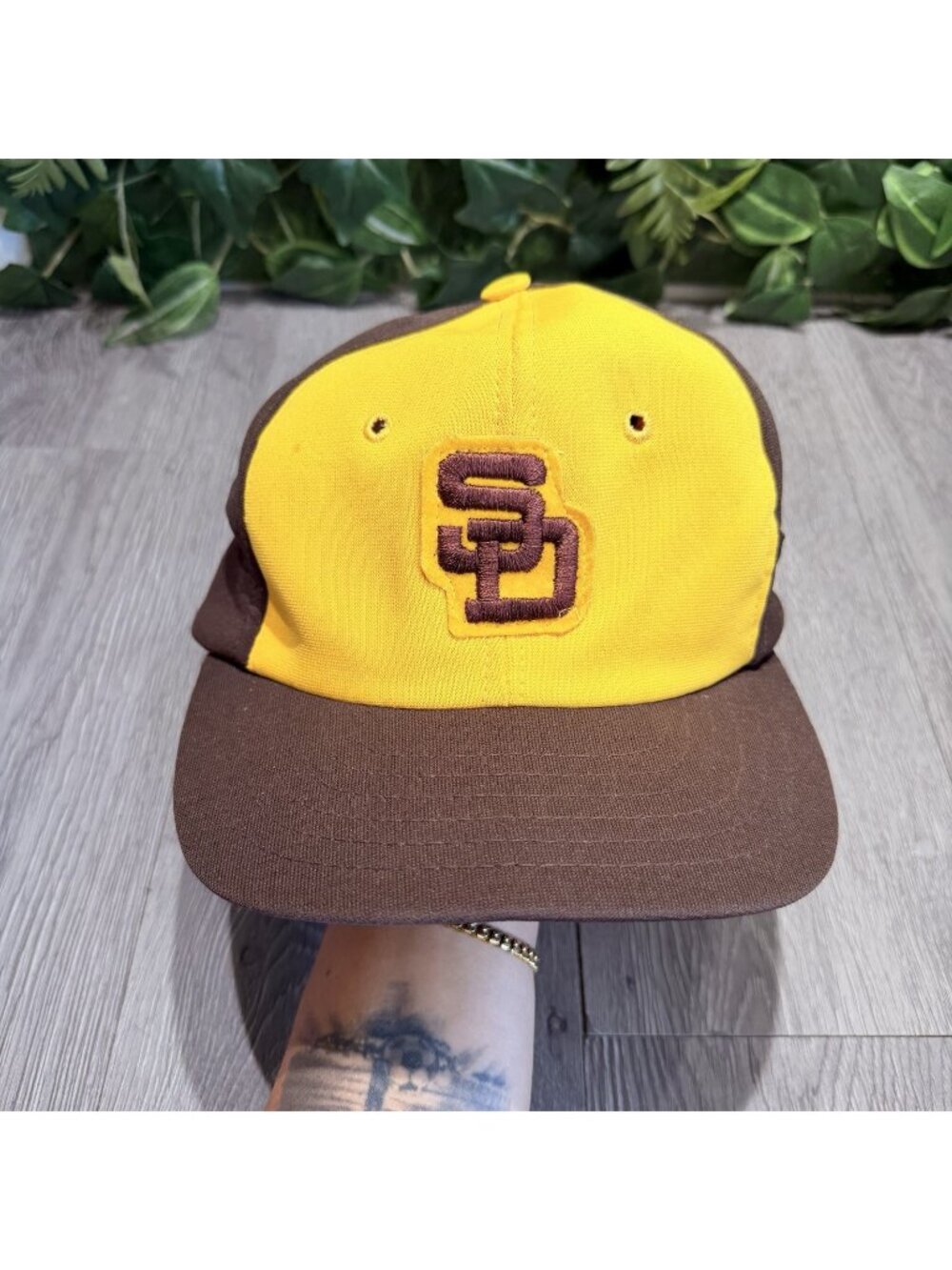 Vintage San Diego Padres Hat Snapback 80s Brown Yellow Adjustable